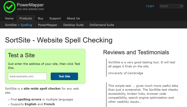 SortSite - Website Spell Checking